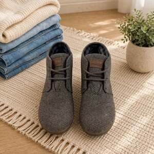 TOMS Brown Herringbone Wedge Booties Lace Up Desert Ankle Boots 6